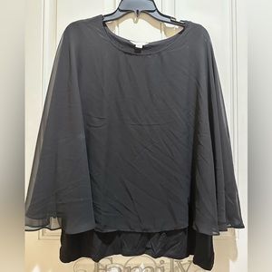 Women’s Black Double layered sheer sleeved blouse SZ-1X